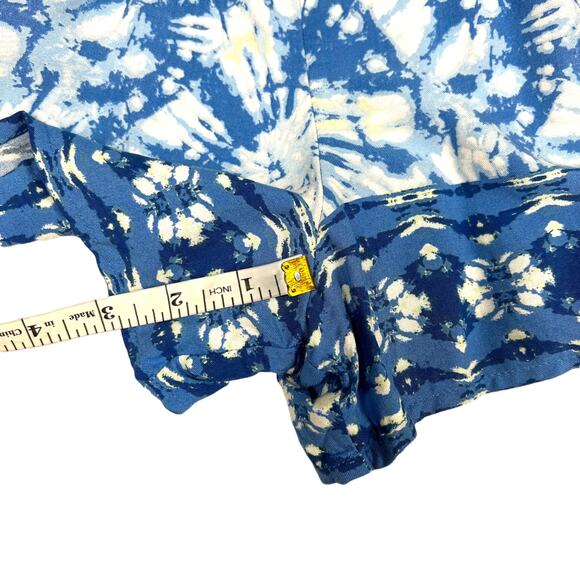 Bebop Romper Sleeveless Tassel Tie Detail Surplice Blue White Print NEW Womens M - Picture 6 of 13